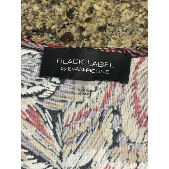 Black Label Evan Picone Feather Paisley Print Faux-Wrap Dress with Tie‎ Size 8 - Picture 4 of 8